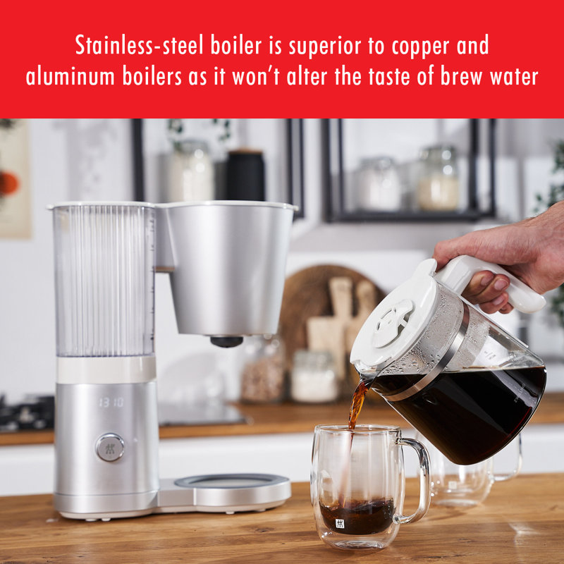ZWILLING Enfinigy Glass Drip Coffee Maker, Silver