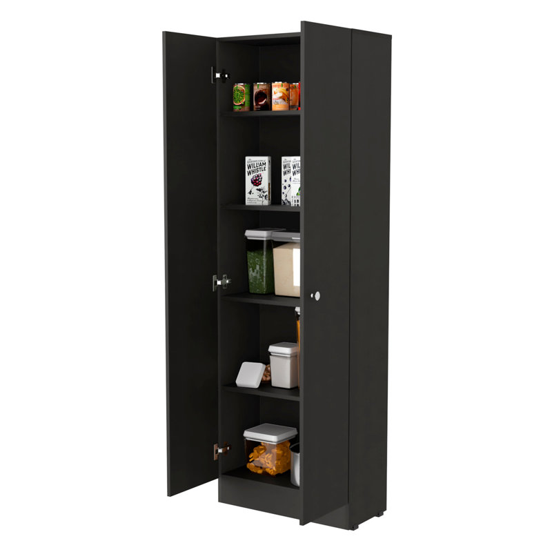 Armoire de rangement à deux portes Virginia, cinq tablettes, Noir