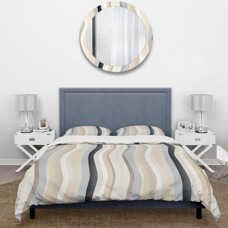 Ensemble de housse de couette rayé I - en microfibre, Housse de couette simple + 1 taie décorative stan