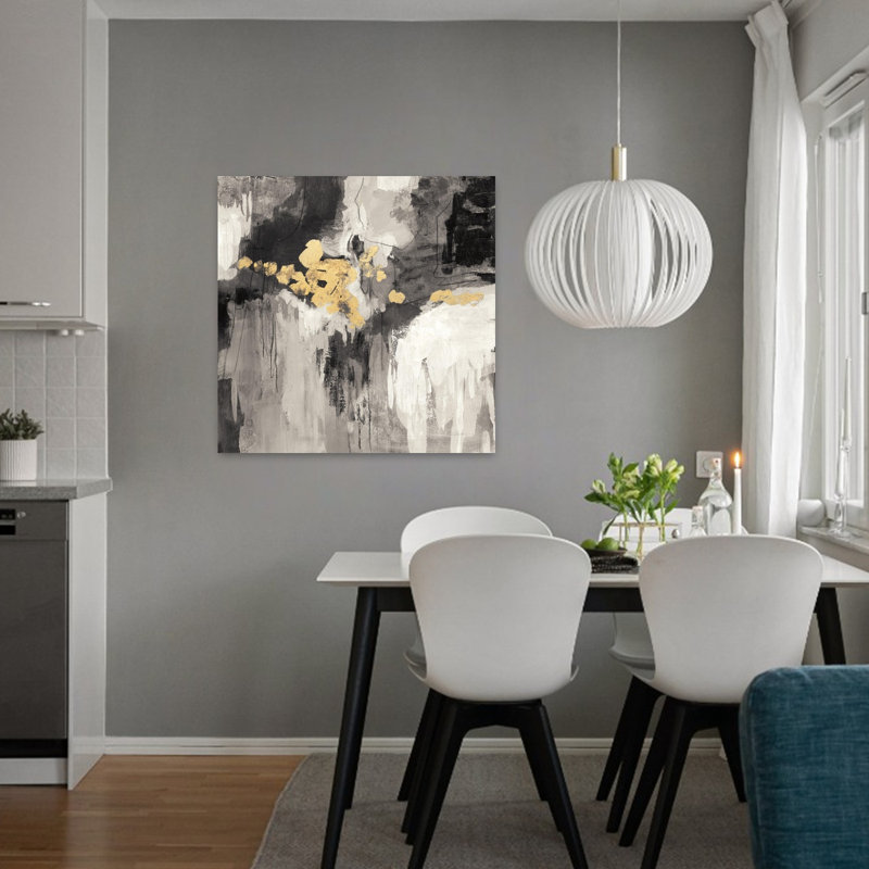 Art contemporain abstrait abstrait Iii Bwg avec art abstrait noir, H 32 po x l 32 po