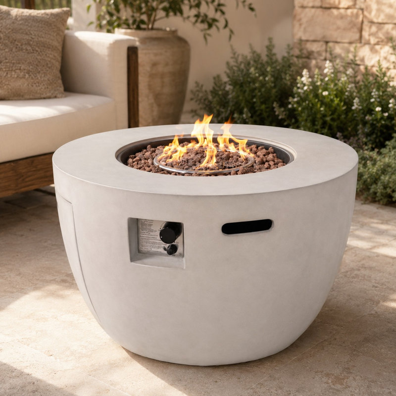 Table de foyer d'extérieur au propane en oxyde de magnésium H 23,8 po x l 36 po Allandra