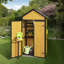 Armoire de rangement extérieure en bois résistante aux intempéries avec toit imperméable, portes verrouillables et table pliable