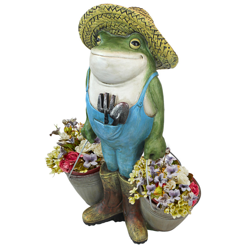 Buckets the Garden Frog Resin Outdoor Statue