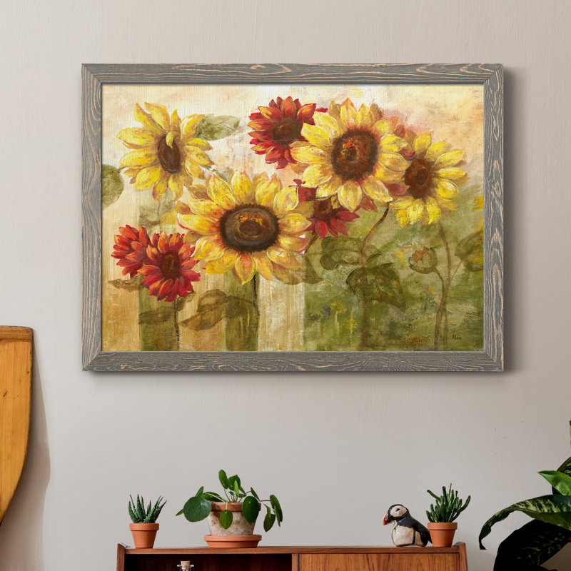 Tournesol délice - Cadre photo, reproduction d'art sur papier, H 37,5 po x l 27,5 po x P 1,5 po, gris