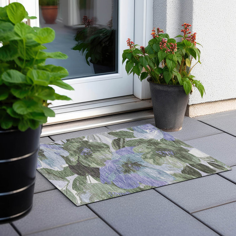 Machine Washable Indoor/Outdoor Claudian ACN1489 Olive Rug