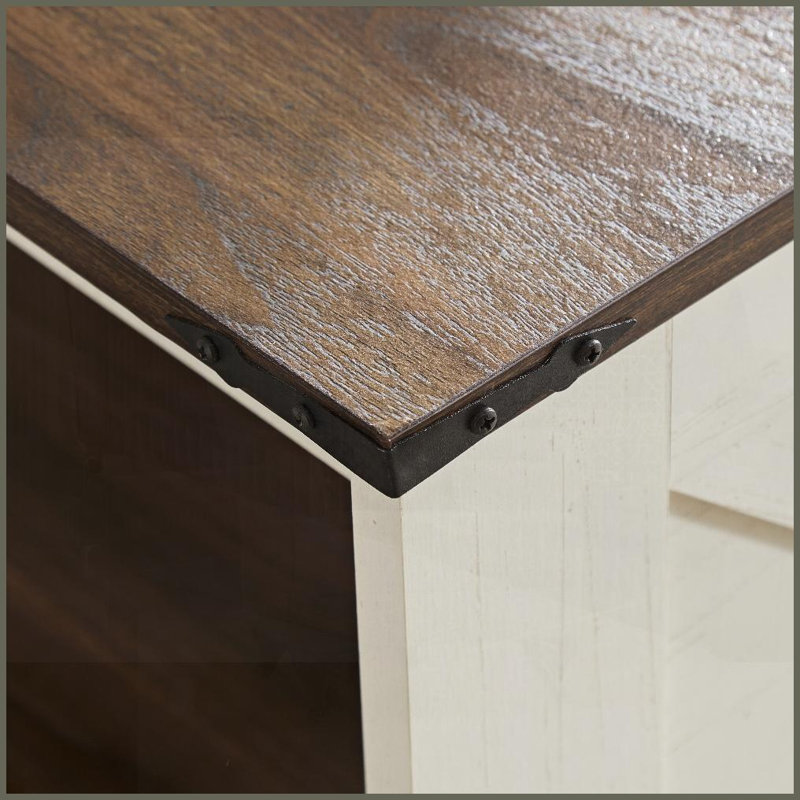 Farmhouse Walnut &amp; Ivory 2-Tier Coffee Table with Storage, Easy-Clean for Living Room