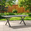 Table de salle à manger rectangulaire rectangulaire en fer thermolaqué avec trou pour parasol 78 po x 35 po