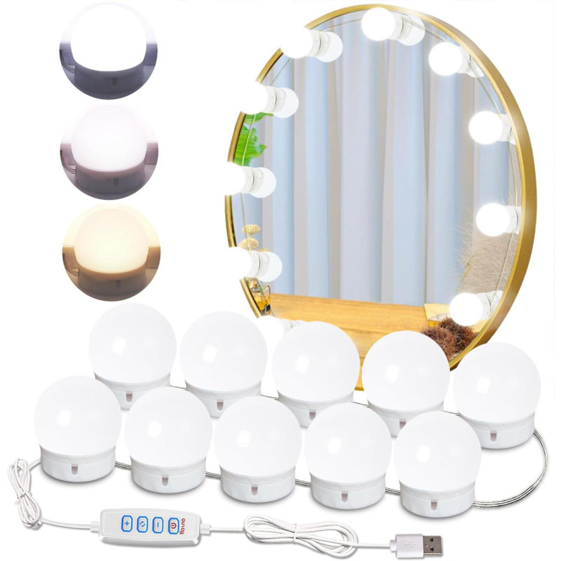 Led Vanity Mirror Lights,Vanity Lights For Makeup Dressing Mirror Lighting,10 Dimmable Bulbs,Adjustable Light Color & Brightness,USB Cable,Mirror Not Included