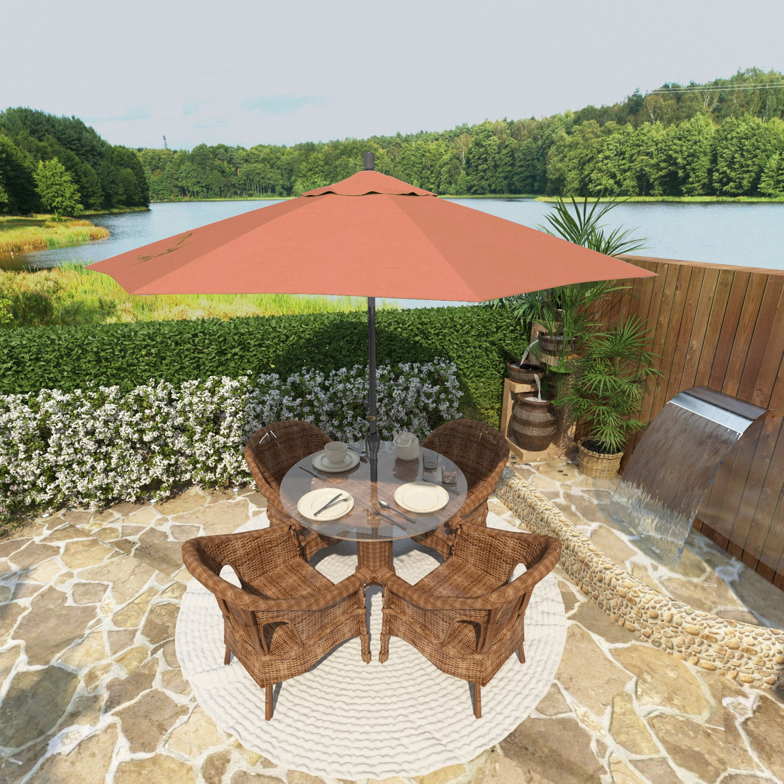 Lexia 90'' Sunbrella® Outdoor Umbrella, Canvas Melon Sunbrella® Canvas