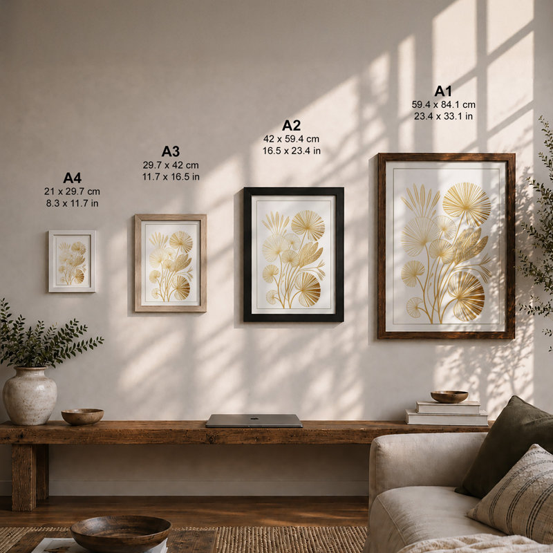 Pressed Study Botanical - Framed Print, A1 - 84.1 x 59.4 cm, Black