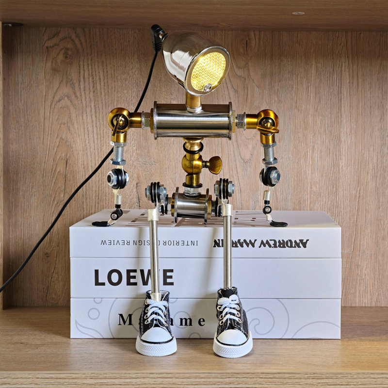 Lampe de table en forme de robot 13,8 po H Cyberpunk - Éclairage de bureau industriel de conception futuriste