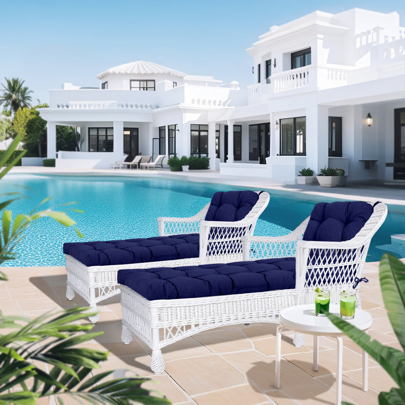 Tufted Lounger Cushion set of 3, Blue
