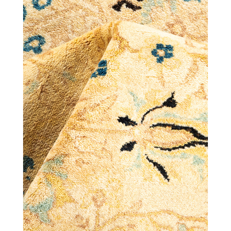 Hand-Knotted Ivory Wool Geometric Traditional Area Rug 3' x 5'
