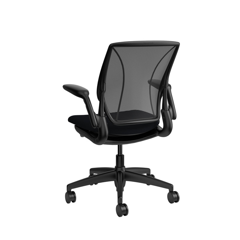 Diffrient World Swivel Task Chair by Niels Diffrient, Black Monofilament Stripe, Black Corde 4