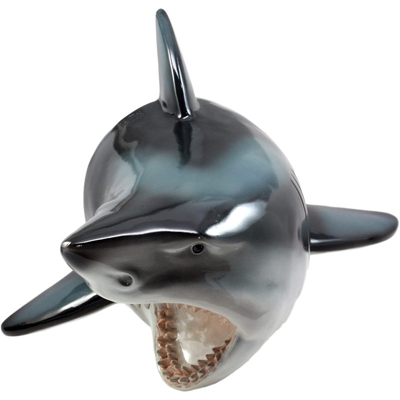 Plaque murale sculpturale Ebros grand requin blanc trophée 12 po