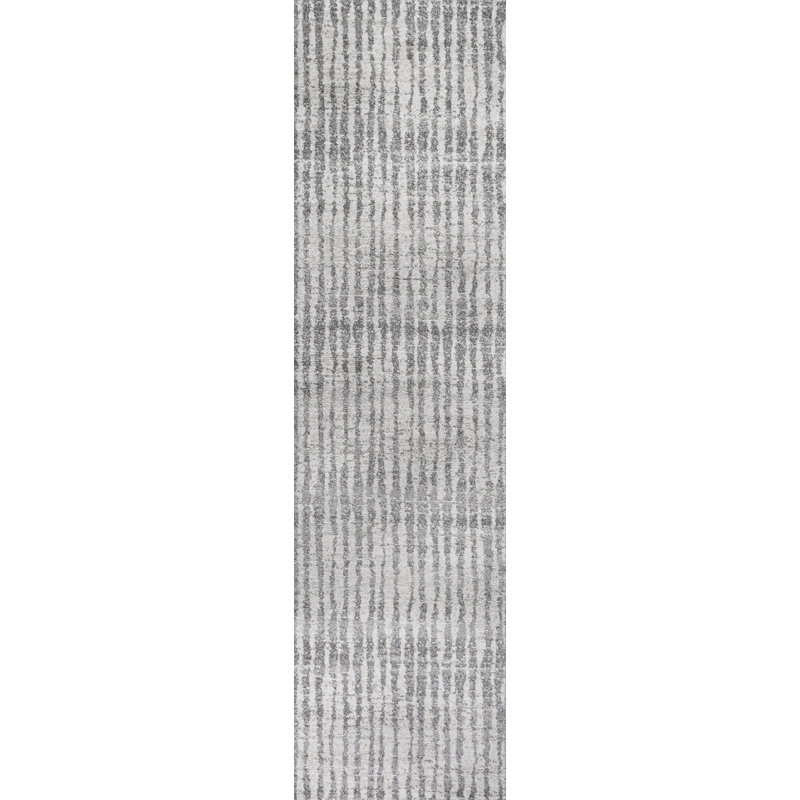 Tapis beige / gris foncé à rayures modernes Oconnor, Tapis de couloir 2 pi 3 po x 10 pi