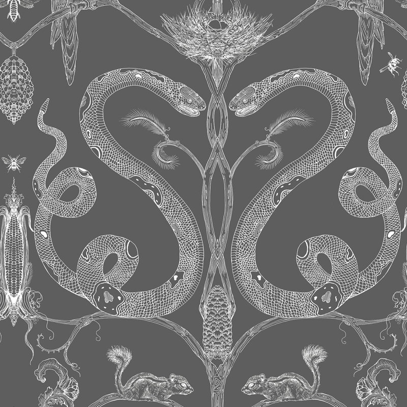 Snake Party, White/Charcoal Gray, Paper