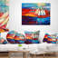 Bateau à voile seascape pendant un coussin lombaire coucher de soleil