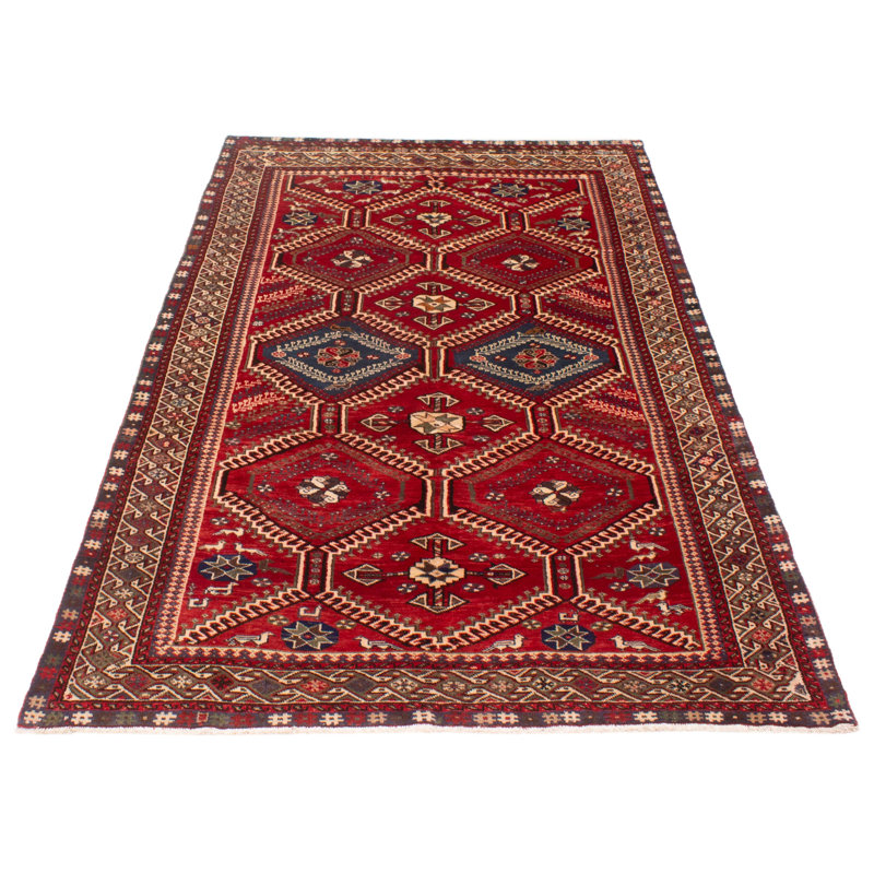 Tapis unique en laine noué à la main de style années 1990 de 5 pi 9 po x 9 pi 10 po rouge