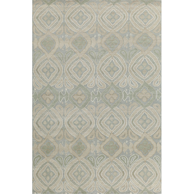 Contemporary Wool Geometric Area Rug in Blue, Rectangle 8' x 10'
