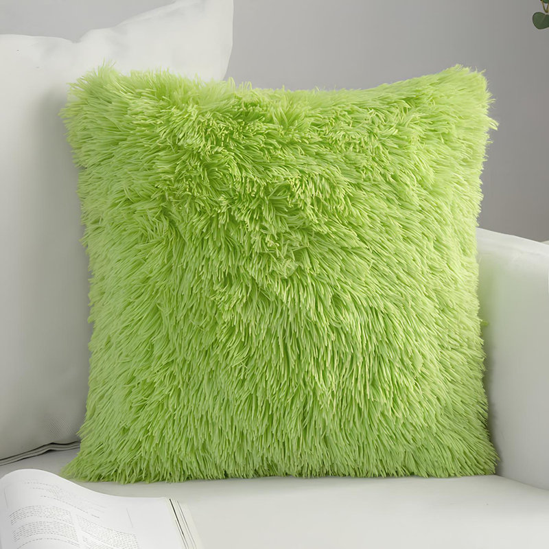 Housse de coussin en fausse fourrure, Vert pomme