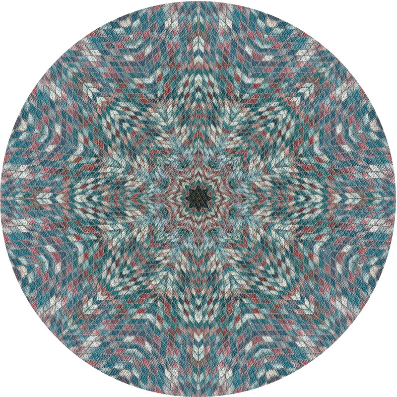 Tapis gris/vert à tisser électrique, Rond 3 pi