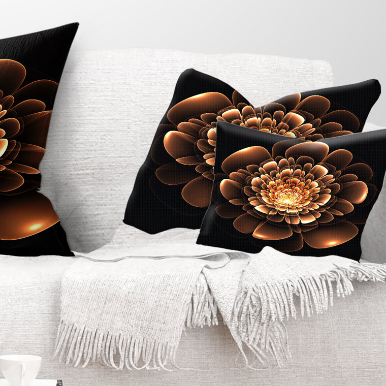 Coussin lombaire floral fractal scintillant