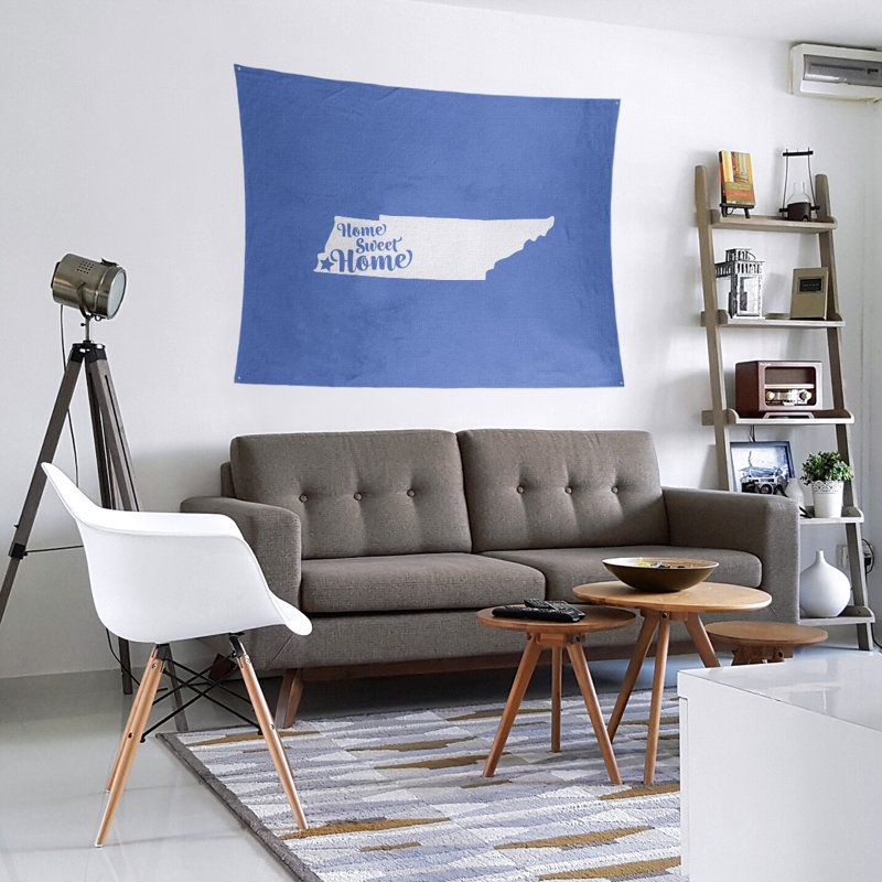 Tapisserie Home Sweet Memphis, H 68 po x l 80 po, Bleu