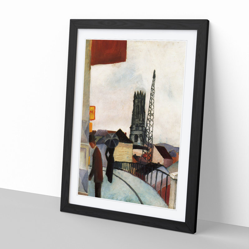 Cathedral by August Macke - Picture Frame Painting, 36cm H x 27cm W x 2cm D, Black Framed