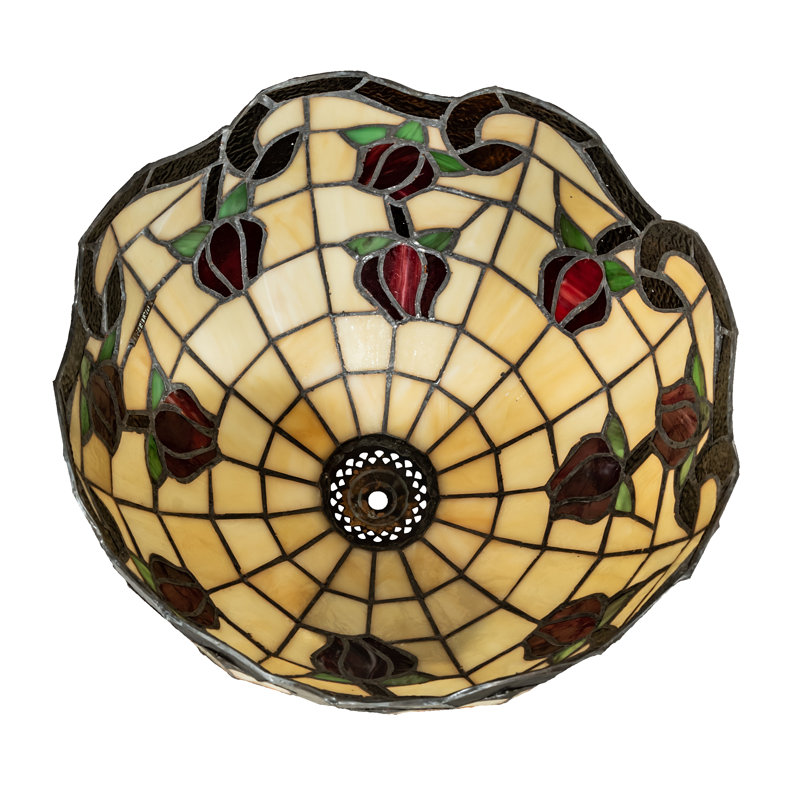 Dome Lamp Shade, 7.5" H x 12" W x 12" D, Red/Beige/Brown/Green