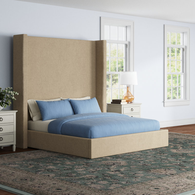 Esparto Upholstered Wingback Bed, King, Flax Revolution®