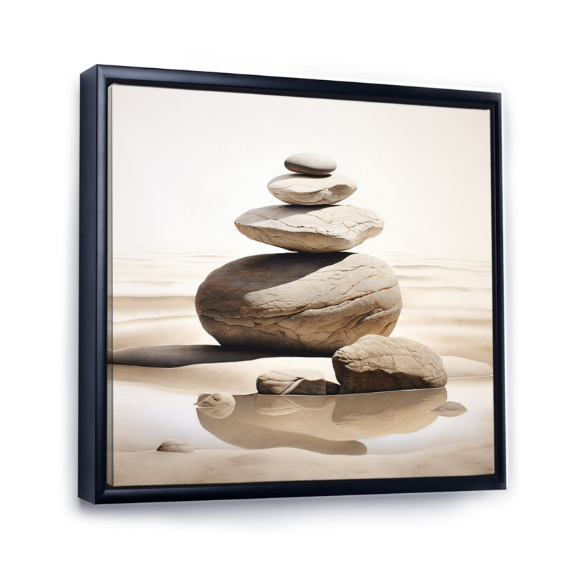 Beach Photo Harmonious Balance VI - Beach Wall Art Prints, Cadre flottant noir, H 16 po x l 16 po x P 1 po