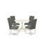 L'ensemble de table de cuisine 5 pièces pour 4 personnes comprend une table de salle à manger ronde avec Dropleaf et 4 chaises de salle à manger Parsons en tissu gris, lin blanc-106914587-106914586-109975867