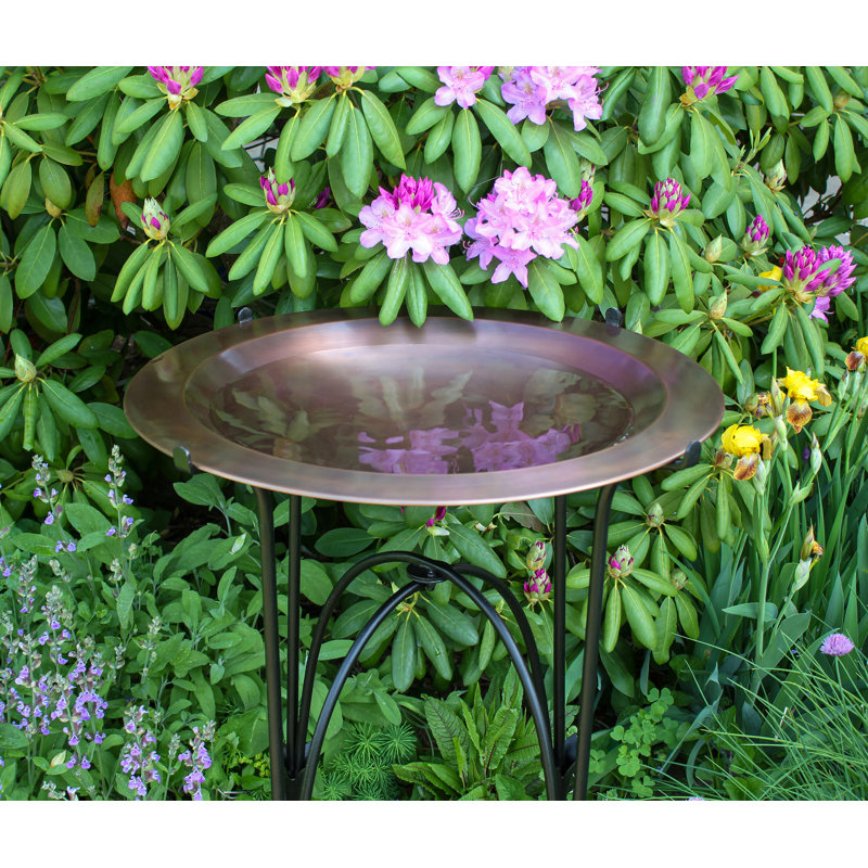 24" Classic Copper Birdbath with Phoebe Stand