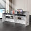 Bureau de réception en marbre avec plateau pour clavier d'ordinateur, tiroir verrouillable, trou de gestion des câbles et rangement pour bureau, restaurant, hôtel, commerce de détail.-1389605323-1388774973