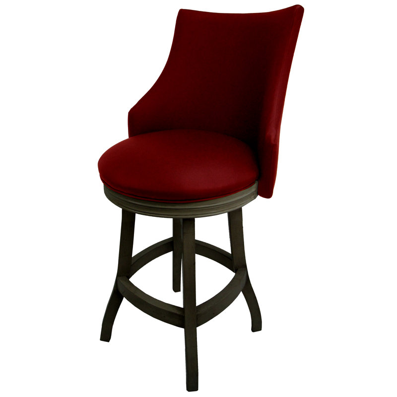 Swivel Upholstered Counter Stool with Solid Wood Frame, Dark Shadow, Red, Counter Stool (26" Seat Height)