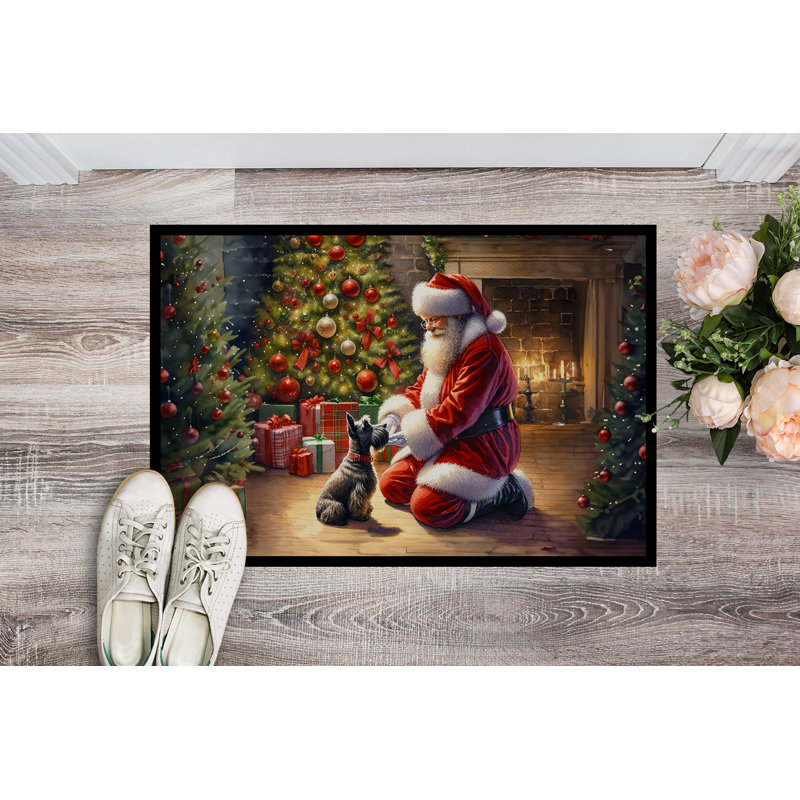 Paillasson Scottish Terrier and Santa Claus, L 24 po x L 36 po