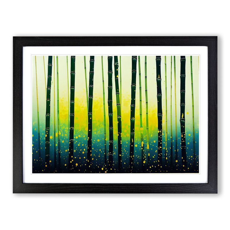 XH1022-6569X Painted Bamboo Forest Vol.1 - Single Picture Frame Print, Black, 34cm H x 46cm W x 2cm D