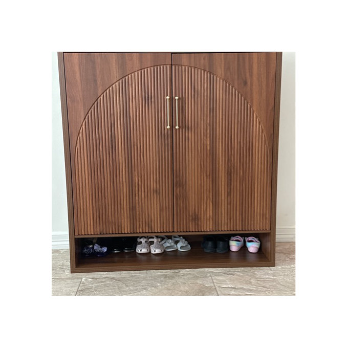 24 Pair Shoe Storage Cabinet with Adjustable Shelves - Walnut