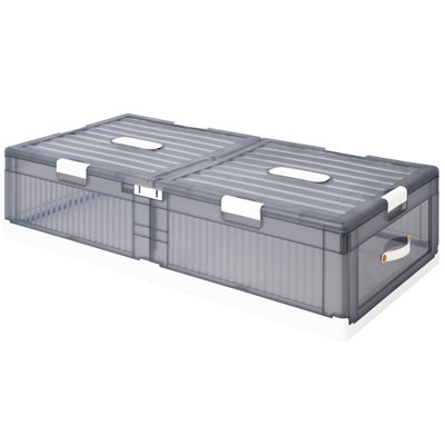 Nikolin Stackable Plastic Underbed Storage Box with Double-Open Lid and Wheels
