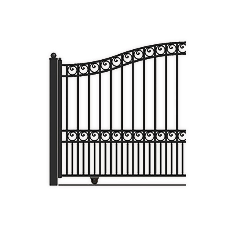 14 ft Black Iron Paris Style Single Swing Driveway Gate