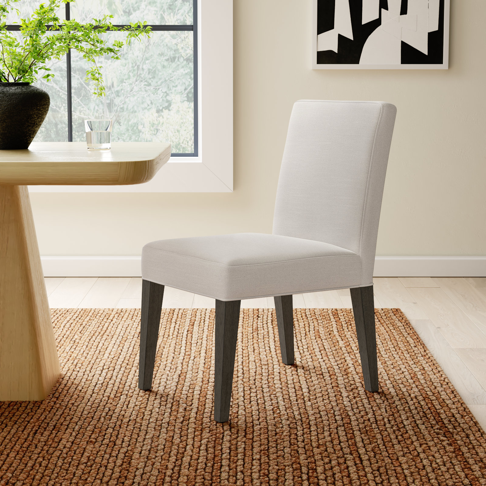Meria Upholstered Parsons Chair in Beige