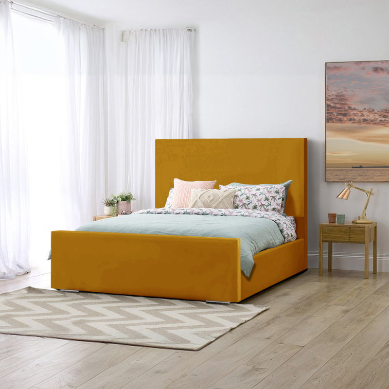 Prisila Upholstered Bed, Double (4'6), Turmeric