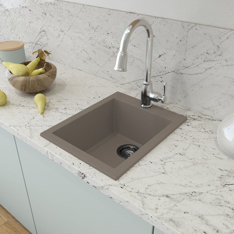 Évier de bar à simple cuve en composite de granite 16 po Campino Uno
