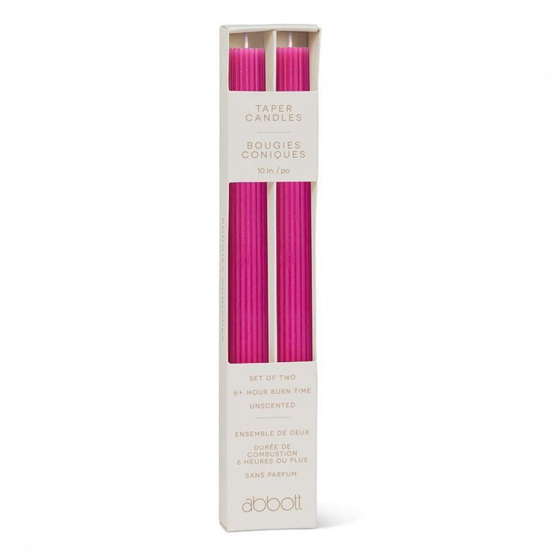 Ensemble de 2 chandelles coniques striées, Fuschia