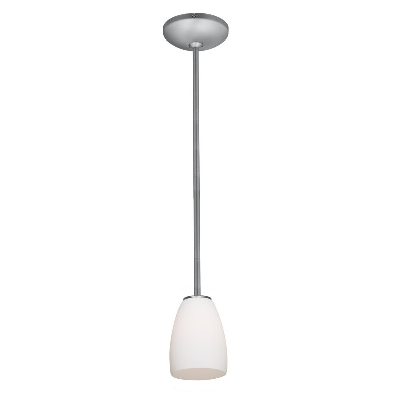 Phinney 1 - Light Single Pendant, Brushed Steel, Opal