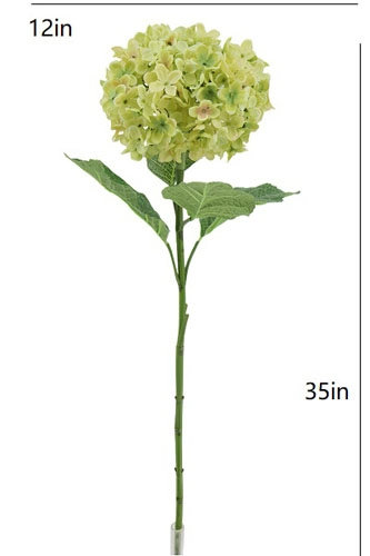 35" Light Green Artificial Hydrangea Stems, Light Green