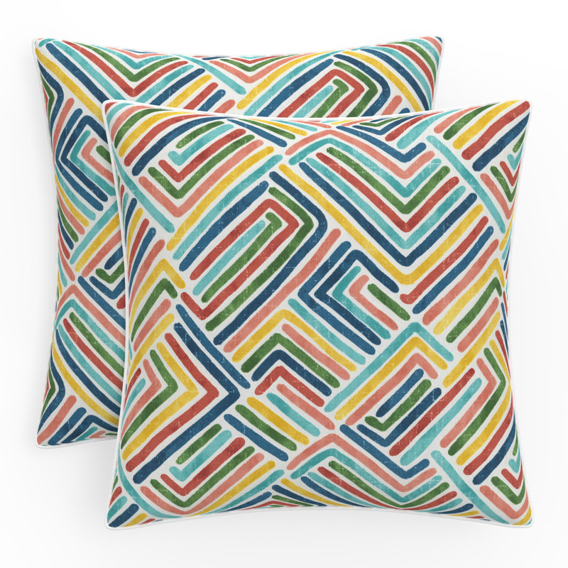 Multicolor Geometric Square Outdoor Throw Pillows, 18.5"