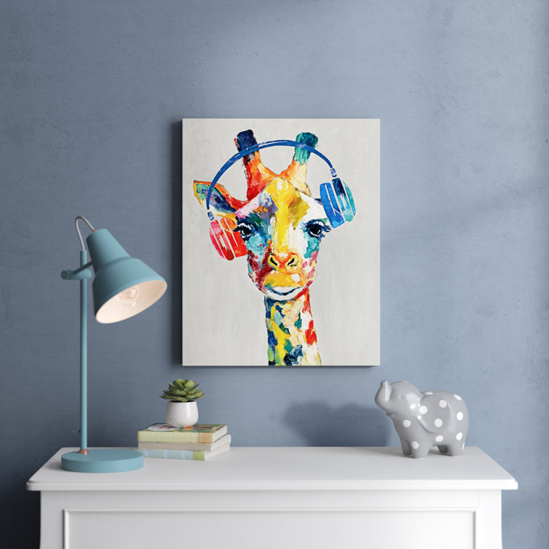 Art sur toile, girafe musicale Aramis, H 30 po x l 24 po x P 1,25 po