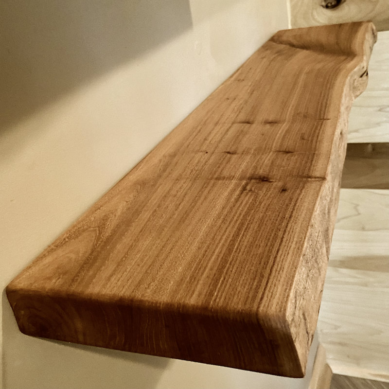 Live Edge Authentic English Chestnut Hardwood Floating Shelf, 2" H x 30" W x 12" D